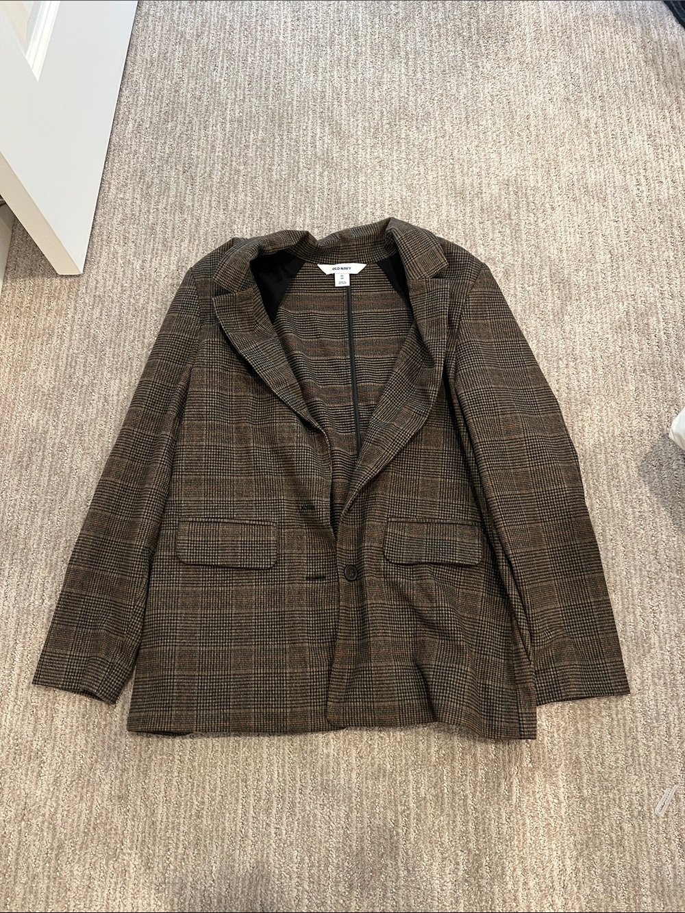 Old Navy Brown and Black Plaid Blazer